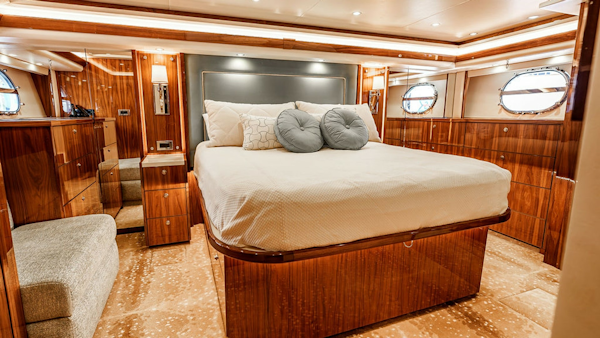 Viking-80 Skybridge 2019-PARTY OF FIVE San Diego-California-United States-2019 Viking 80 Skybridge PARTY OF FIVE  Elegant Owner’s Retreat with Rich Wood Finishes, Natural Light & Unmatched Comfort-6802012