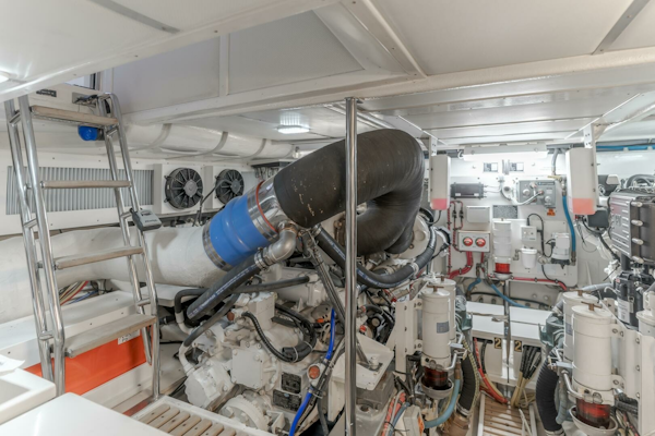 Grand Banks-59 Aleutian RP 2008-TINTAGEL Long Beach-California-United States-Engine Room with Twin Engines-6921137