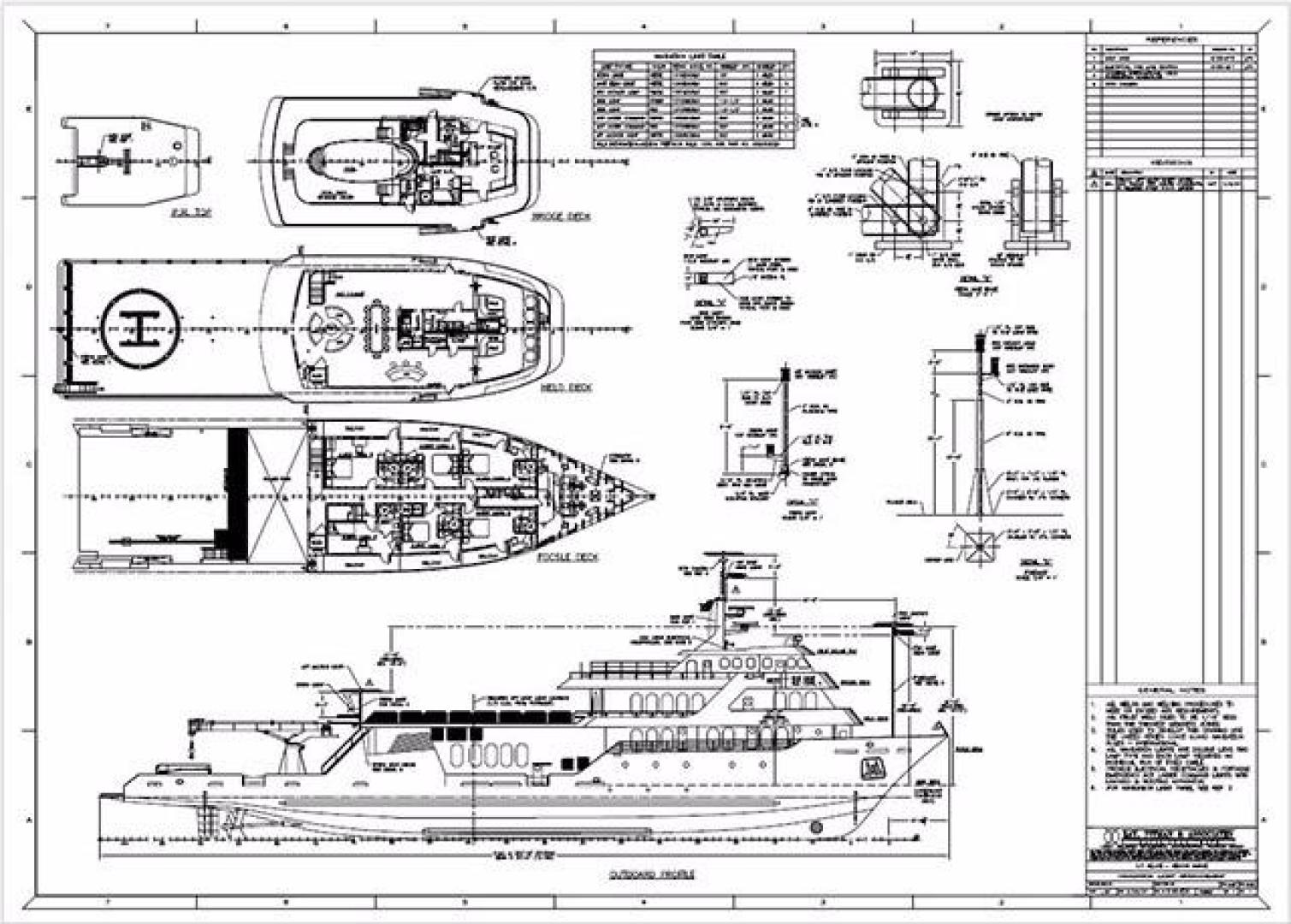 Shadow-Marine Expedition Mothership  Allure Class 2007-Global Ft. Lauderdale-Florida-United States-Complete Line Drawings by Lay, Pittman & Associates-919146 | Thumbnail