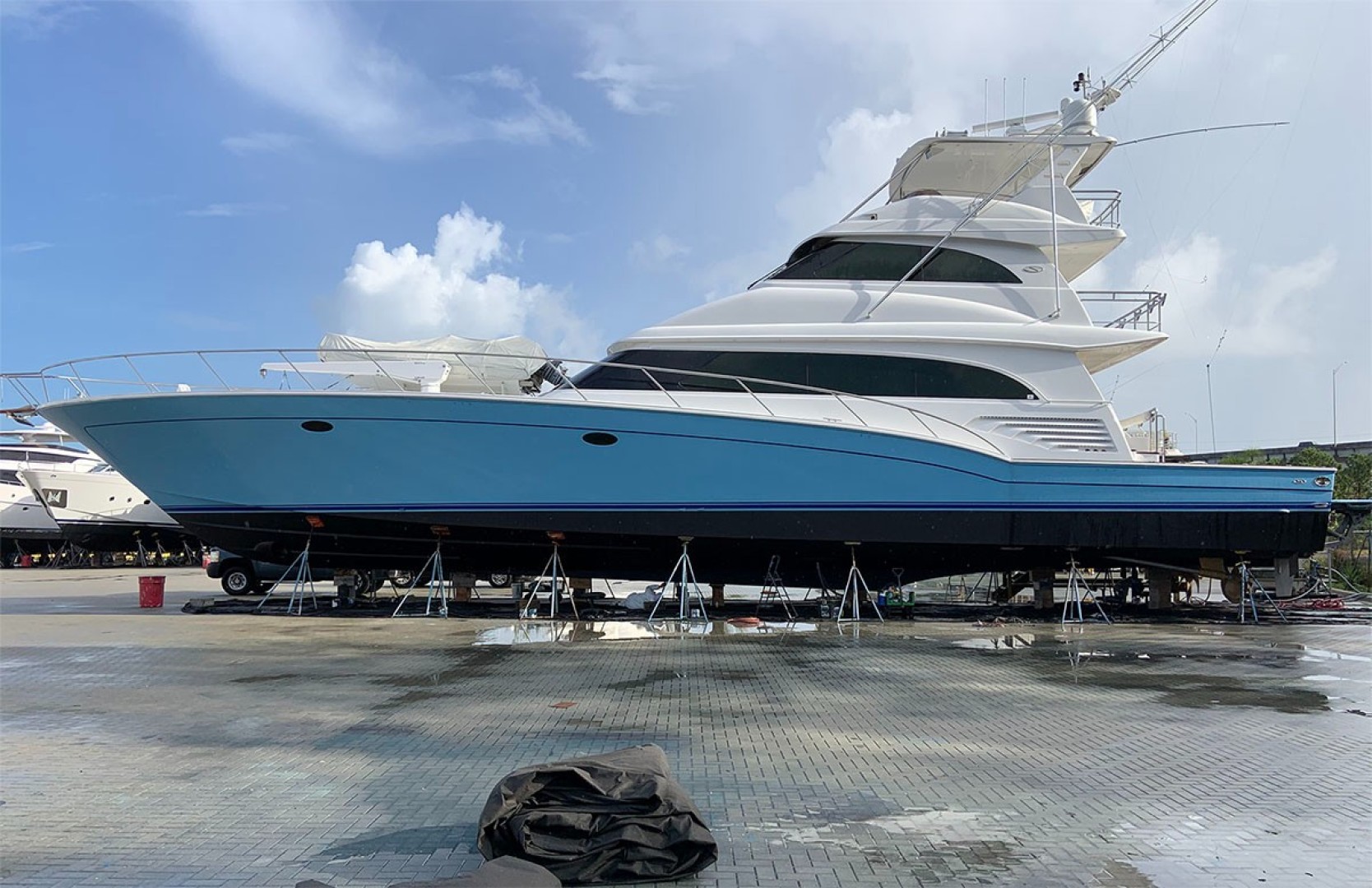 Sea Force IX-Sportfish 2010-Silky North Palm Beach-Florida-United States-Bottom Job, Detail & Wax, New Blue Stripe Added  June 2021-1697539 | Thumbnail