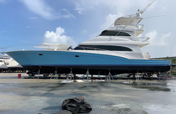 Sea Force IX-Sportfish 2010-Silky North Palm Beach-Florida-United States-Bottom Job, Detail & Wax, New Blue Stripe Added  June 2021-1697539