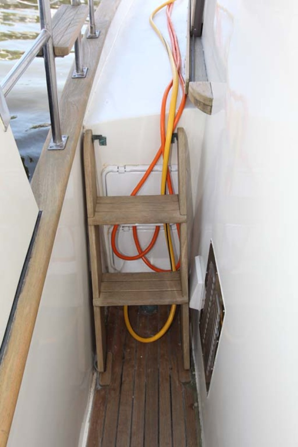 CHB-Krogen 42 1982-Magic Dragon Edgewater-Maryland-United States-Port Sidedeck Shorepower And Water Connection Under Companionway Stairs-1183408