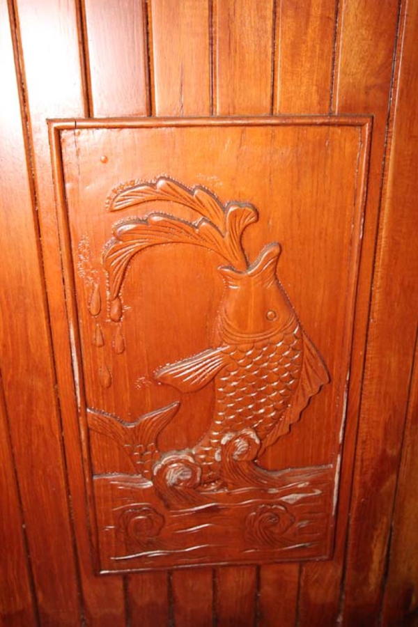 CHB-Krogen 42 1982-Magic Dragon Edgewater-Maryland-United States-Pilothouse Inside Door Carving Detail-1183345