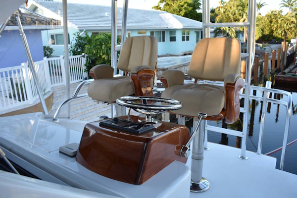 Spencer-Sportfish 2013-Fire Escape Pompano Beach-Florida-United States-Two Release Marine Trillion Teak Helm Chairs-1274291