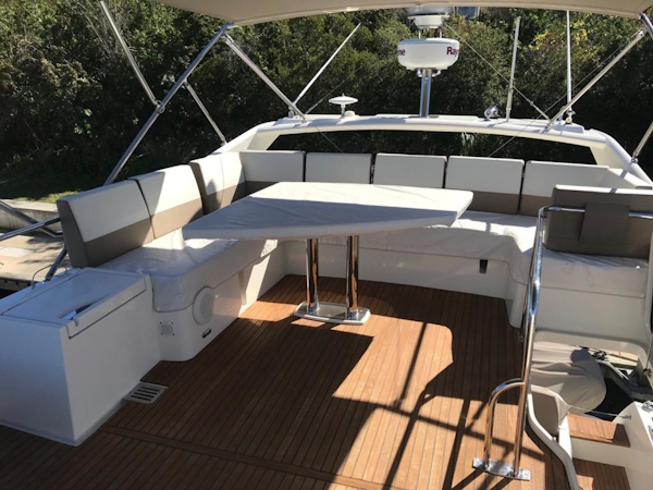 Prestige-550 2015-Higher Powered II Palm Coast-Florida-United States-Flybridge Table Covered-1300827