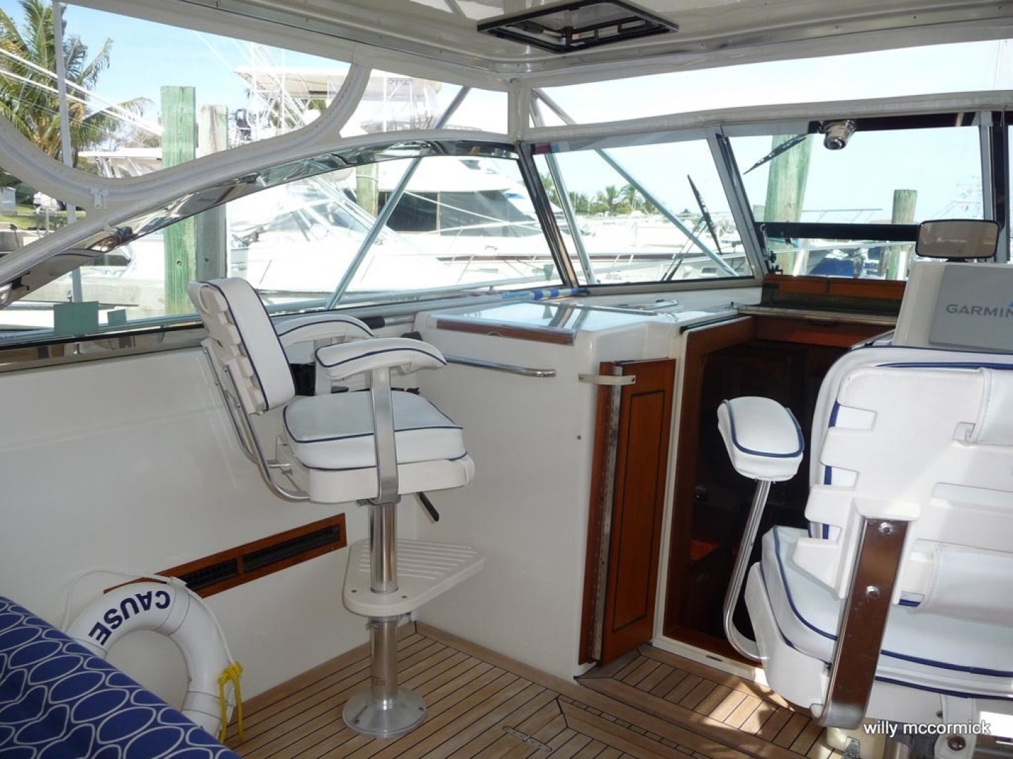 Sabre-36 Express Cruiser 2001-Cause We Can Palm Beach Gardens-Florida-United States-Helm Deck To Port, Cabin Entry-1318594 | Thumbnail