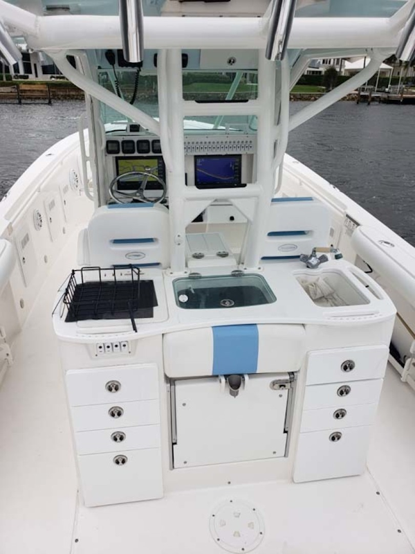 Everglades-350 CC 2011-Sea Predator Palm Beach Gardens-Florida-United States-White Powder Coated Tower, Prep Station And Fighting Chair-1359640