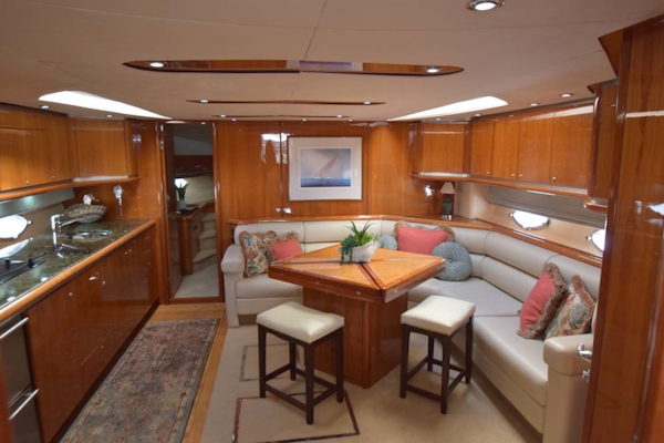 Sunseeker-Predator 2003-Low Profile PALM BEACH-Florida-United States-Main Salon With Settee To Stbd. And Galley To Port-1576346