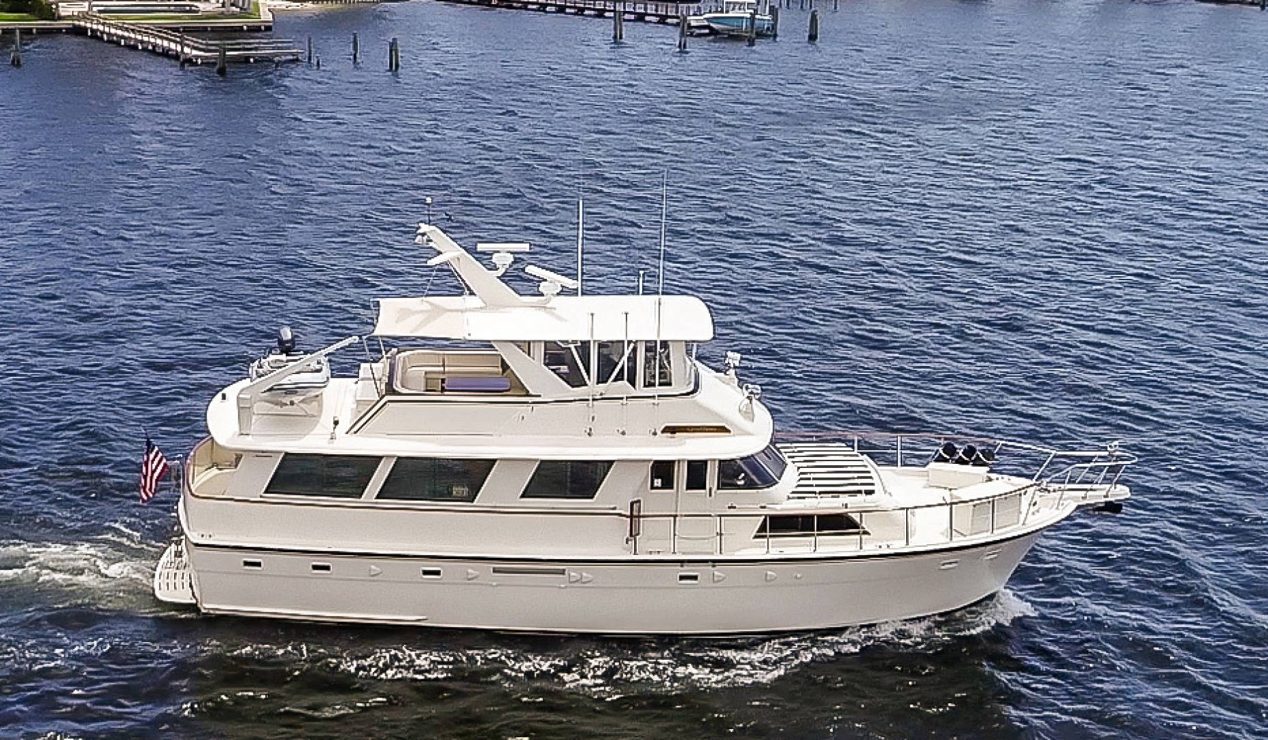 Hatteras-Motor Yacht 1985-Ruffian North Palm Beach-Florida-United States-Ruffian Aerials Stbd Underway-1470908 | Thumbnail