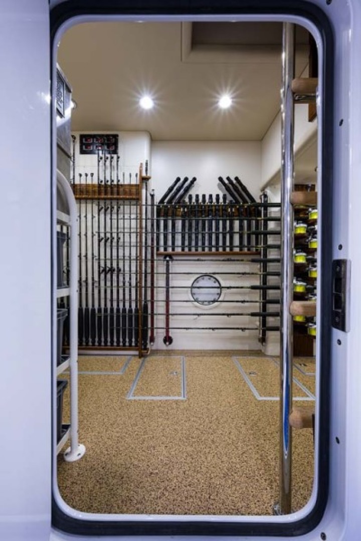 Rybovich-73 Convertible 2018-No Agenda North Palm Beach-Florida-United States-Tackle and Pump Room with Cork Hi Gloss Flooring-1486384 | Thumbnail