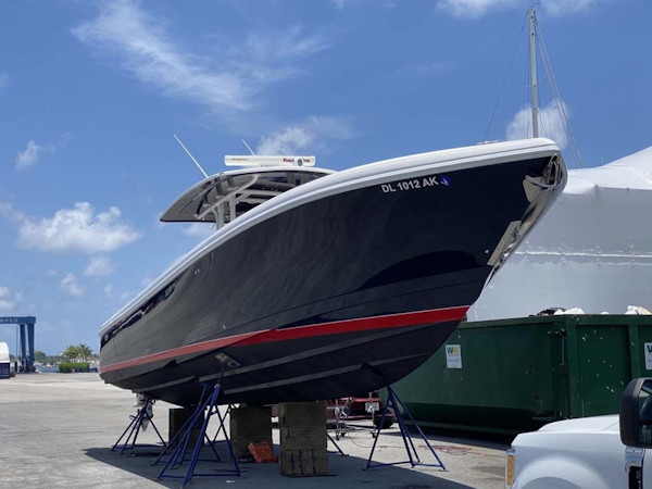 Intrepid-375 CC 2015 -Stuart-Florida-United States-Stbd  Front View Haul Out-1558731