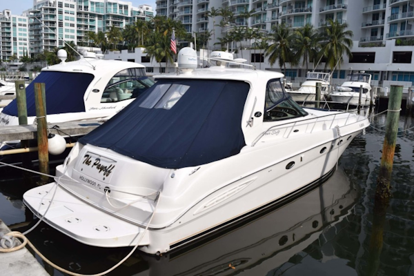 Sea Ray-460 Sundancer 2002-The Payoff Key Biscayne-Florida-United States-STBD Side View from Dock-1569353