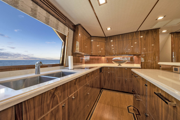 Viking-80 Convertible 2018-HUMDINGER Cape Cod-Massachusetts-United States-Custom Amtico flooring in Galley, Herring Bone with Inlay-1641477