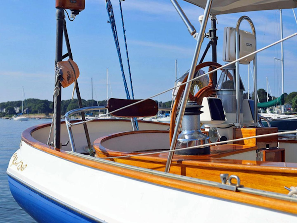 Cherubini-48 Staysail Schooner 1986-NARWHAL South Dartmouth-Massachusetts-United States-Scrollwork, Aft Stbd. Qtr.-3402962