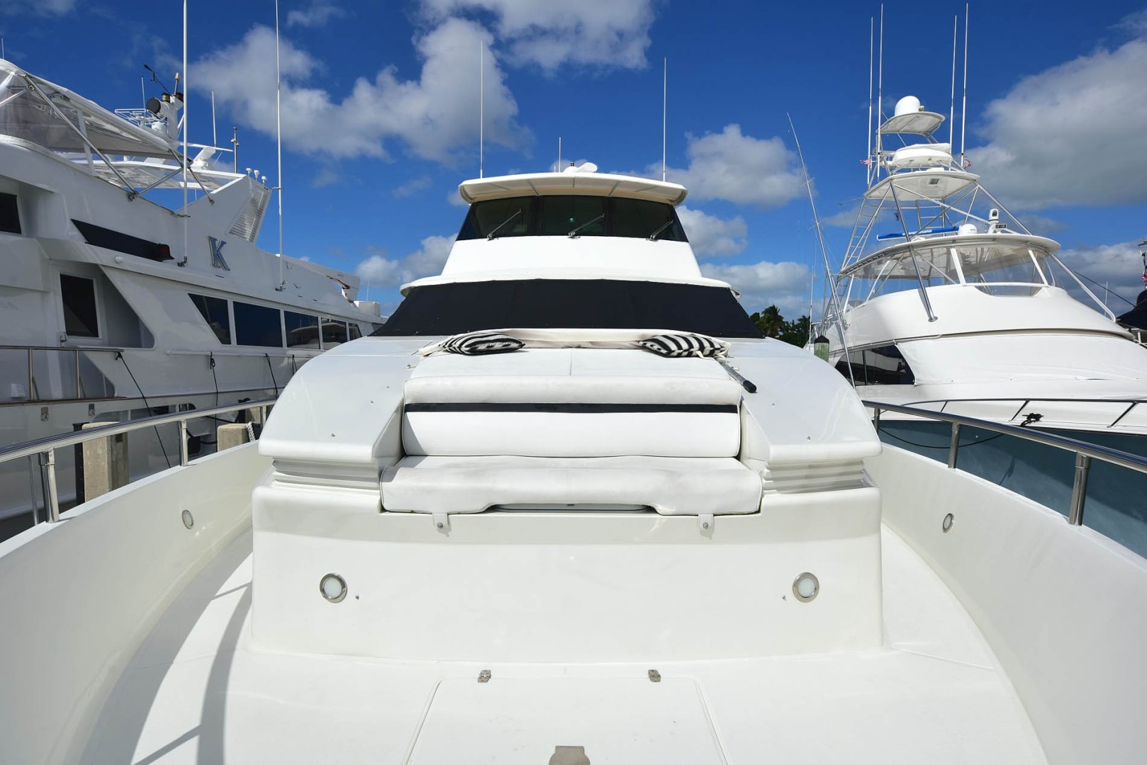 Horizon-65 Skylounge 2002-Alls Well Miami Beach-Florida-United States-Foredeck with Bench Seating and Dual Custom Large Yacht Style Bosun’s Lockers-1668775 | Thumbnail