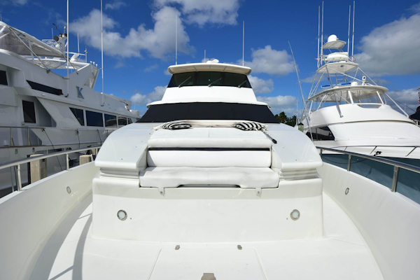 Horizon-65 Skylounge 2002-Alls Well Miami Beach-Florida-United States-Foredeck with Bench Seating and Dual Custom Large Yacht Style Bosun’s Lockers-1668775