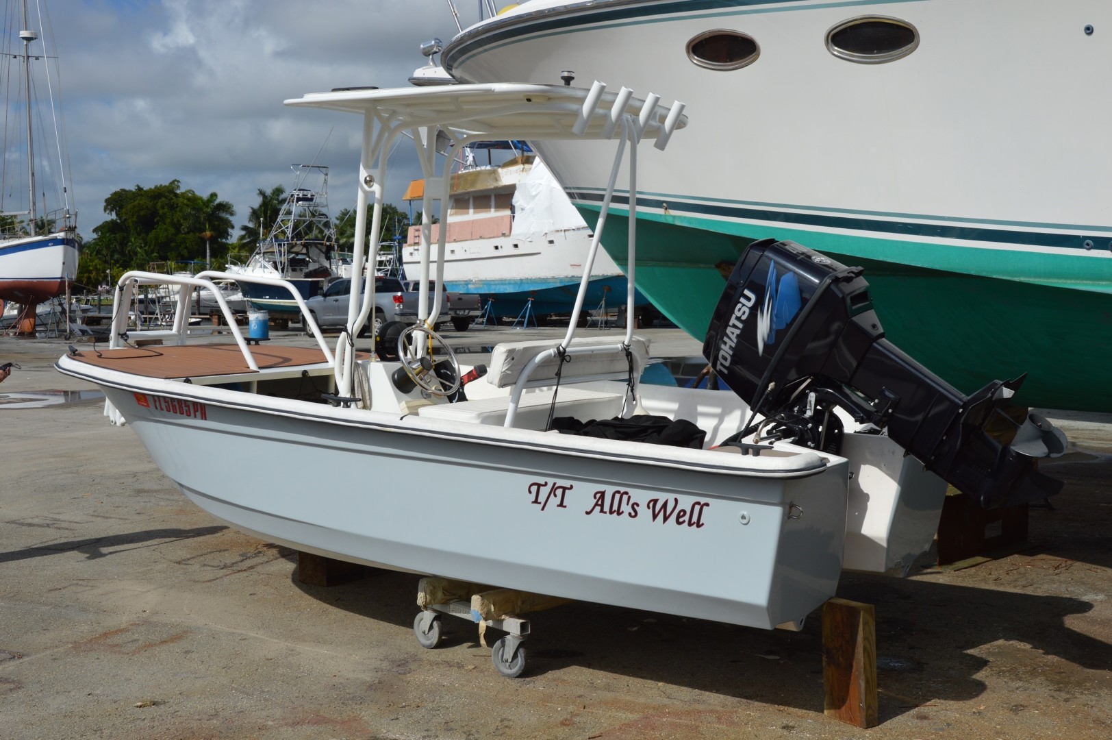 Horizon-65 Skylounge 2002-Alls Well Miami Beach-Florida-United States-Custom 14’ 2014 Livingston Fiberglass Catamaran Tender with T-Top-1668786 | Thumbnail