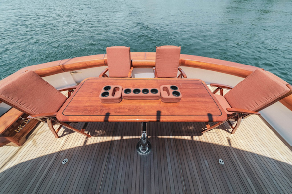 Hatteras-68 Convertible 2006-Dr. Dark Boca Raton-Florida-United States-Blue Water Teak Table and Chairs with Offset Base in Cockpit-1685823