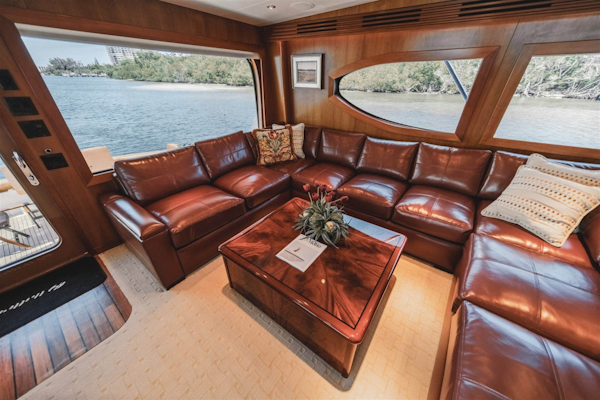 Hatteras-68 Convertible 2006-Dr. Dark Boca Raton-Florida-United States-Custom U-Shaped Leather Couch with Storage-1685742