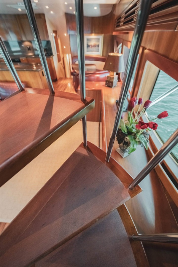 Hatteras-68 Convertible 2006-Dr. Dark Boca Raton-Florida-United States-Spiral Staircase in Salon to Flybridge-1685784