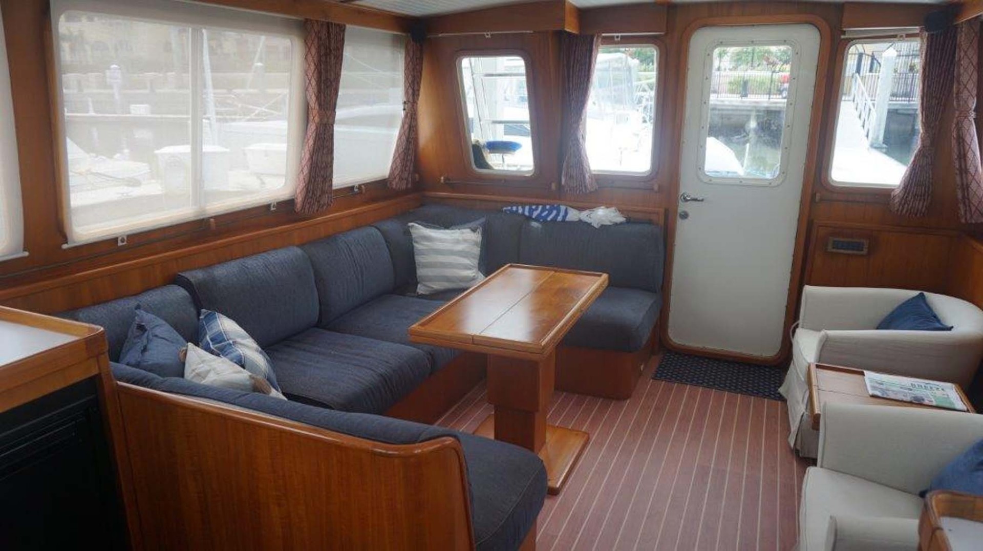 Little Harbor-WhisperJet Flybridge Cruiser 1999-Sheer Luck Marco Island-Florida-United States-Salon U-Shaped Lounge Seating and 2 High Low Tables-1722810 | Thumbnail