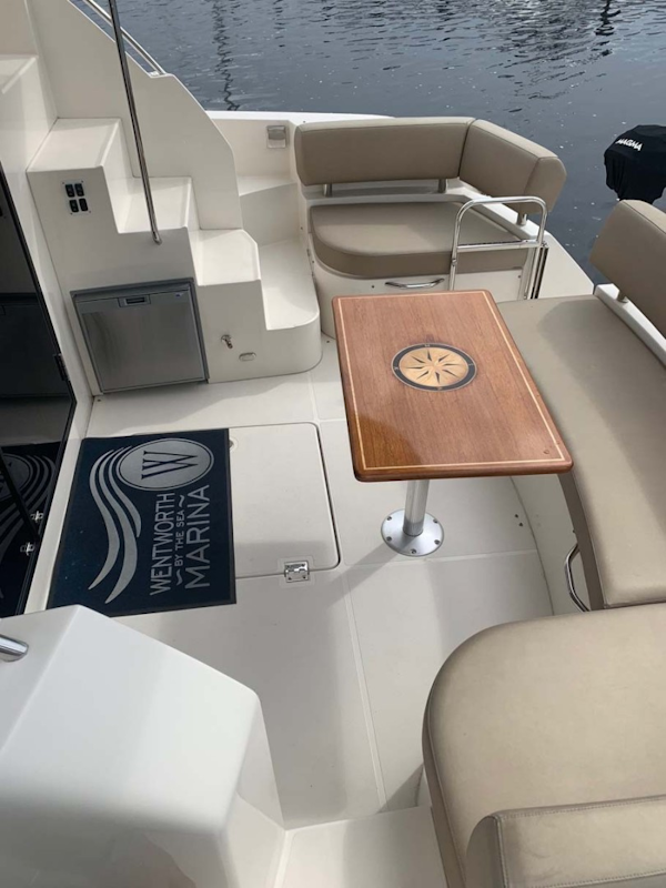 Carver-C40 Command Bridge 2014-FINAL TOUCH Charlestown-Massachusetts-United States-Cockpit with Custom Built Inlaid Table-1728544