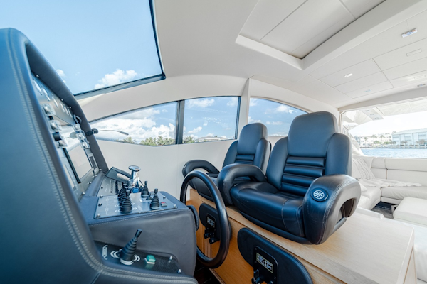 Pershing-64 2011-Aretecte Miami-Florida-United States-Leather Wrapped Steering Wheel and Two Helm Chairs-1813479