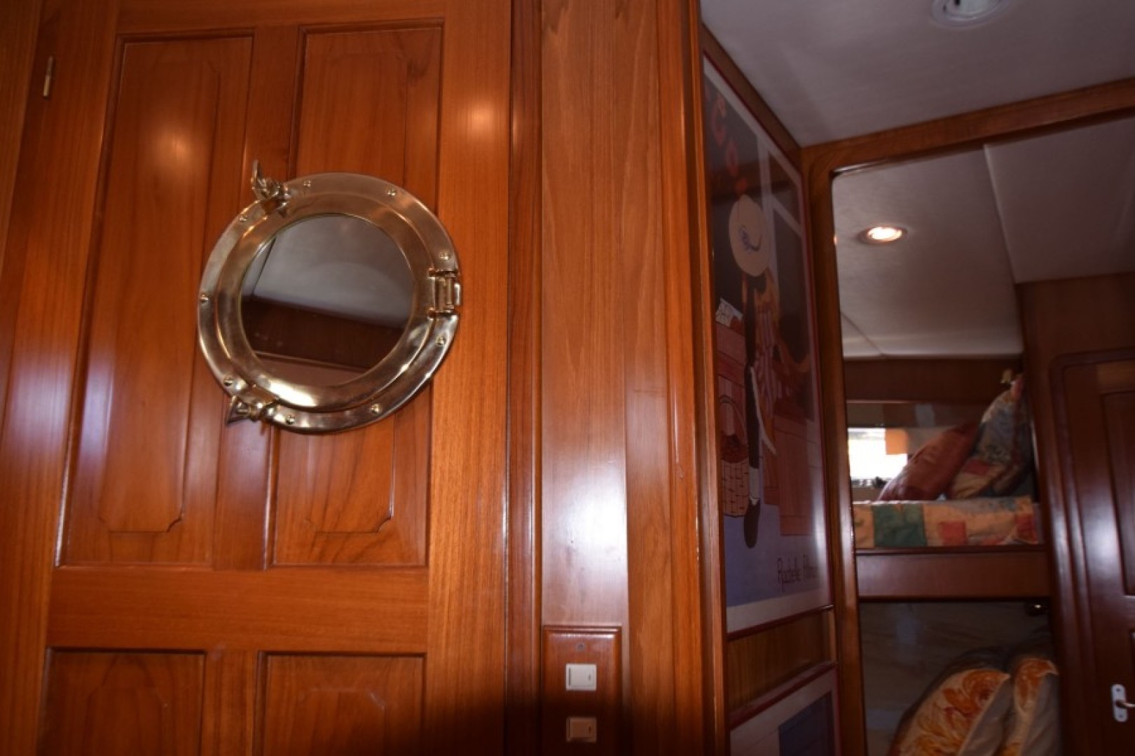 Grand Alaskan-64 Pilothouse 1999-SOFT TOUCH Fort Lauderdale-Florida-United States-Detail Of Door To Shared Head Between Twin Bunks-2183989 | Thumbnail