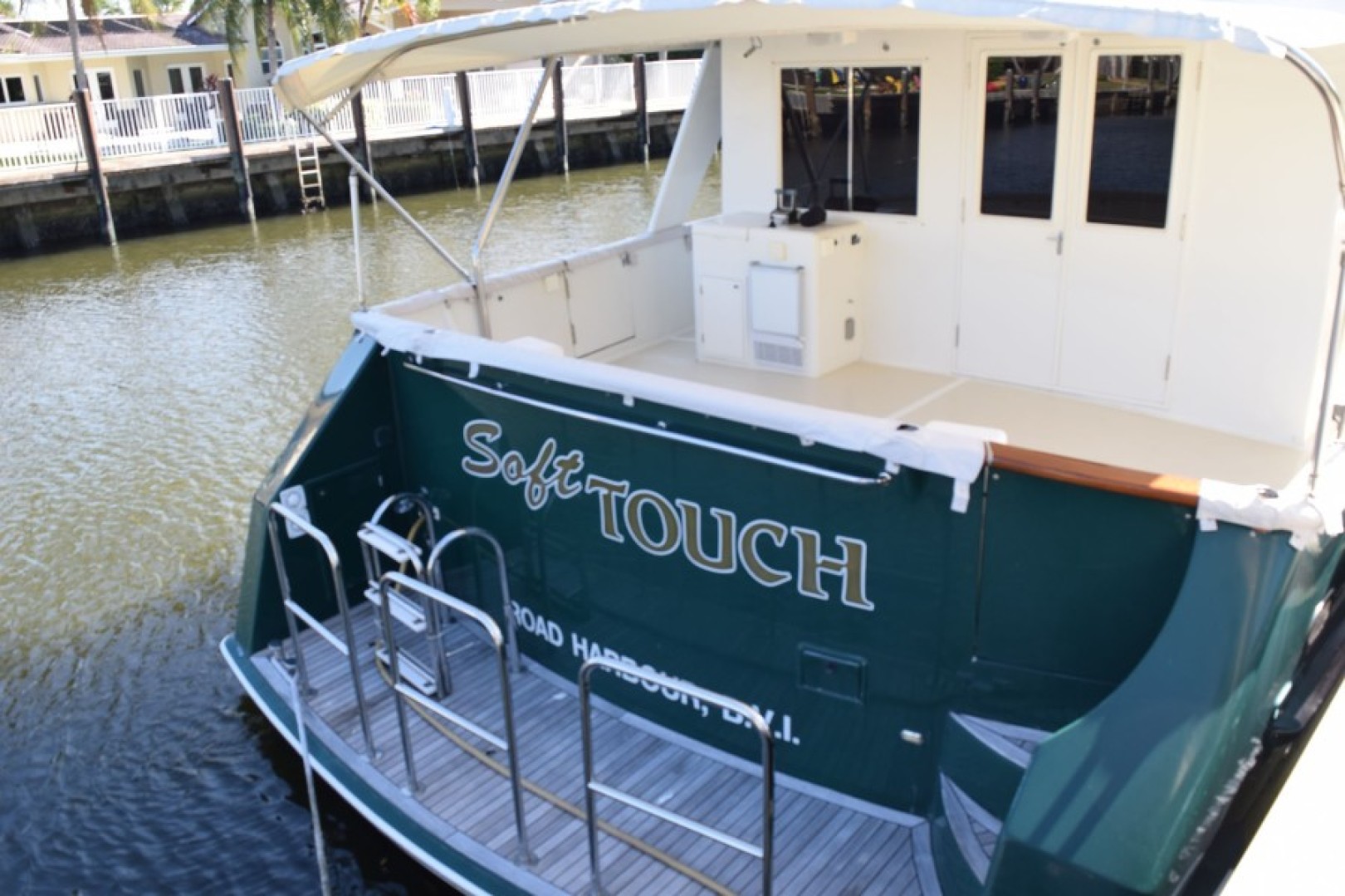 Grand Alaskan-64 Pilothouse 1999-SOFT TOUCH Fort Lauderdale-Florida-United States-Aft Deck From Dock-2183997 | Thumbnail