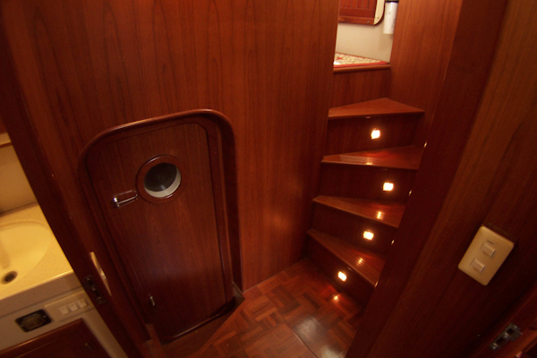 Kadey-Krogen-Trawler 1999-LINDA K Stuart-Florida-United States-Bottom of Staircase with Engine Room Door-2476016