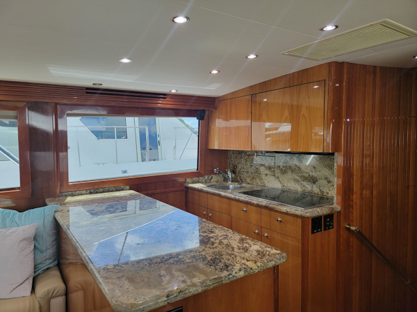 Hatteras-60 Convertible 2006-Take It Deep Fort Lauderdale-Florida-United States-Galley  Marble Counter With Recessed Storage Drawers In Backsplash-3198887