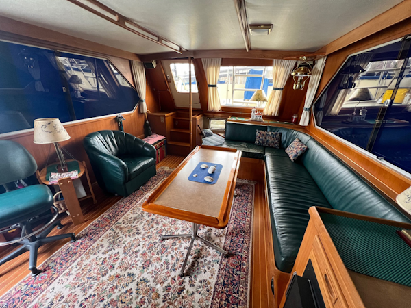 Custom-Taiwan Overseas Sundeck Performance 1986-The Tillie Seattle-Washington-United States-Main Salon Looking Aft-3229906