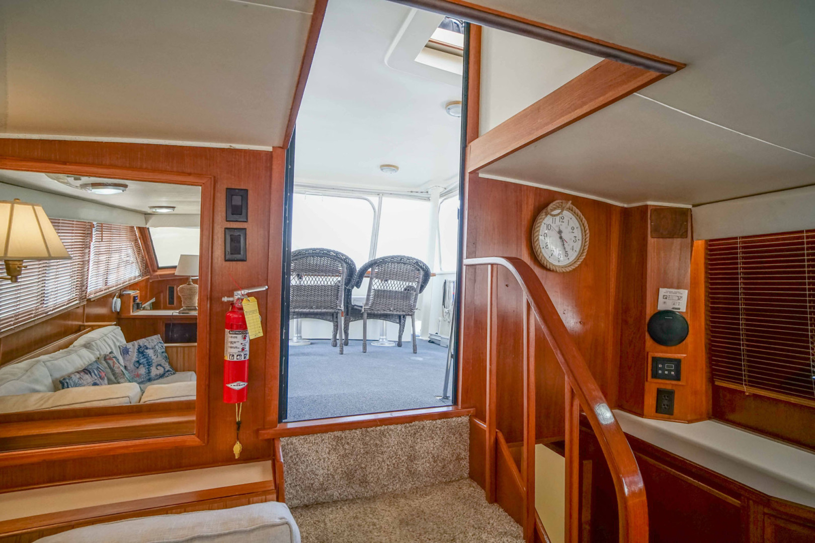 Californian-48 Motor Yacht 1989-Step 2 Bradenton-Florida-United States-Salon Entry Natural Wood Paneling In Good Condition-3231175 | Thumbnail