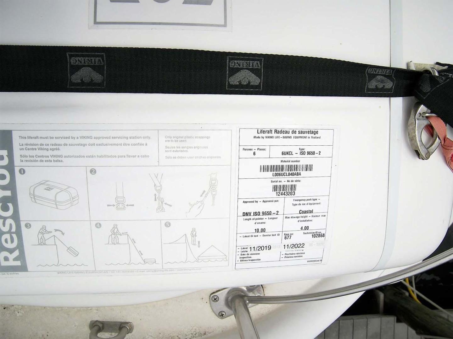 Carver-450 Voyager Pilothouse 2002-Shonda Sue Venice-Florida-United States-6-Person Life Raft Plate-3333480 | Thumbnail