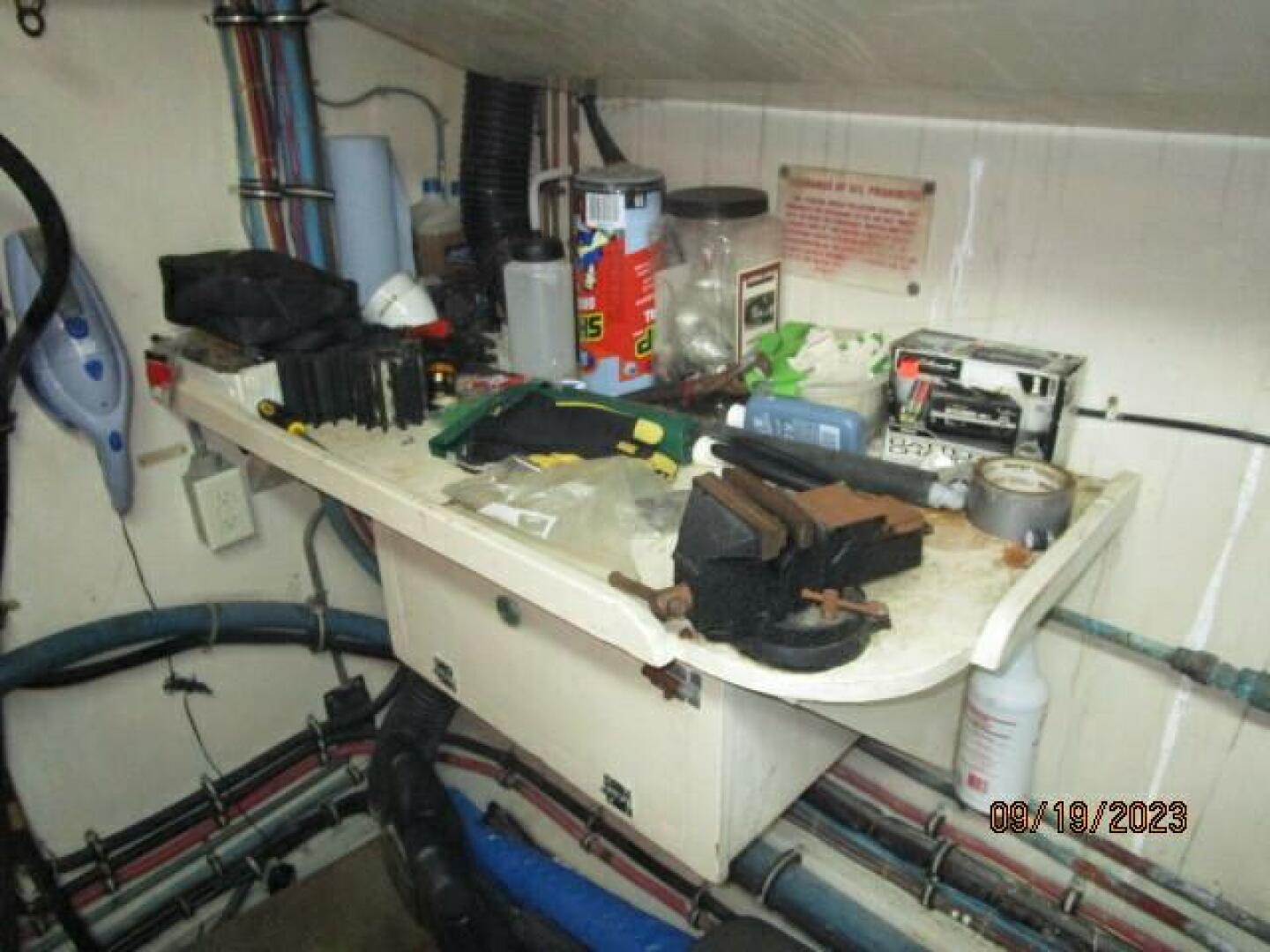 Hatteras-63 CPMY 1986-WOLO Jacksonville-Florida-United States-63 Hatteras starboard engine room workbench-3904623 | Thumbnail