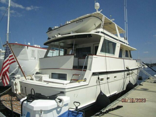 Hatteras-63 CPMY 1986-WOLO Jacksonville-Florida-United States-63 Hatteras starboard aft profile-3904619