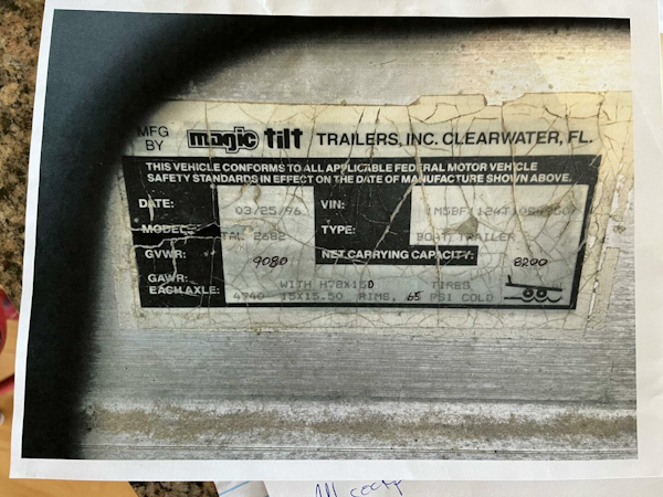 Northcoast-Sportfish 1989-UNCLE BILL Jonesport-Maine-United States-Magic Tilt trailer manu. specifications-4400924