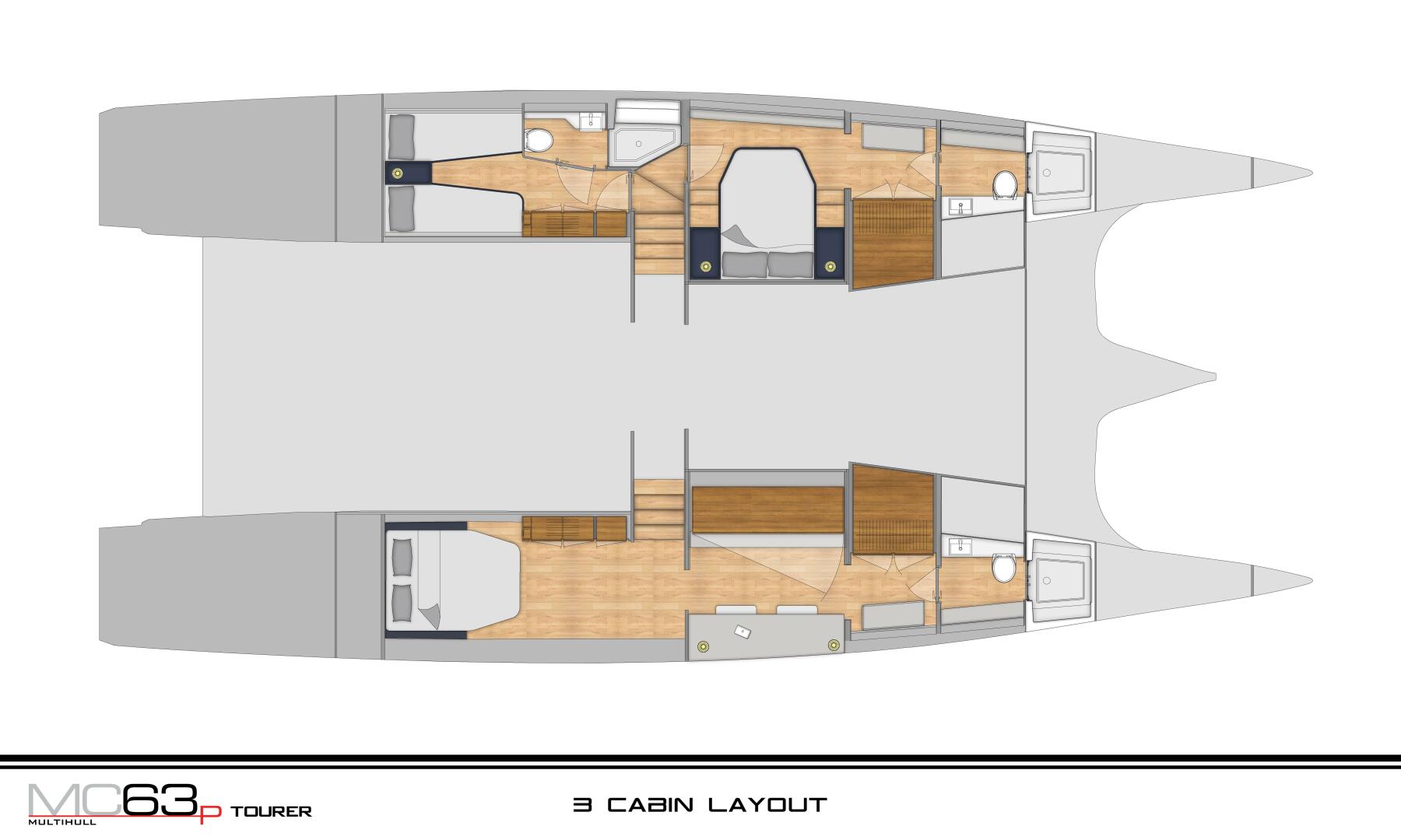 McConaghy Boats-MC63p Tourer 2027 -China-GA 3 Cabin Arrangement-4943072 | Thumbnail