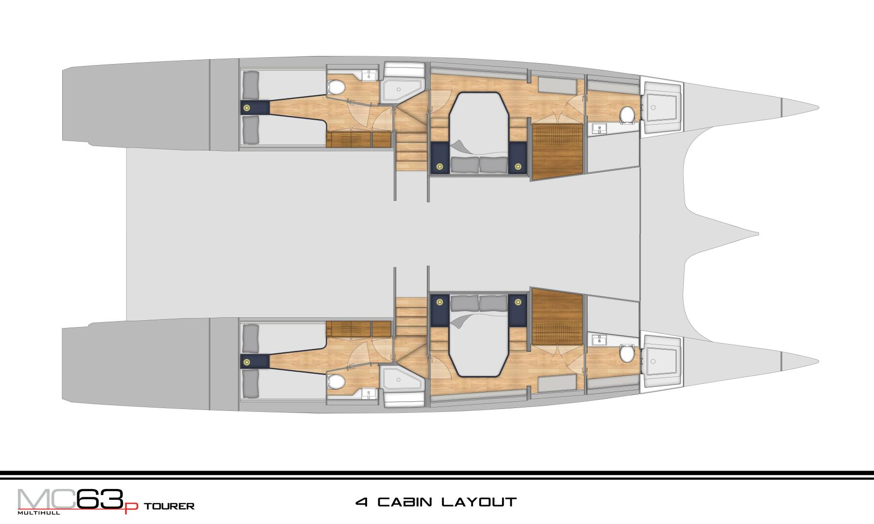 McConaghy Boats-MC63p Tourer 2027 -China-GA 4 Cabin Arrangement-4943079 | Thumbnail