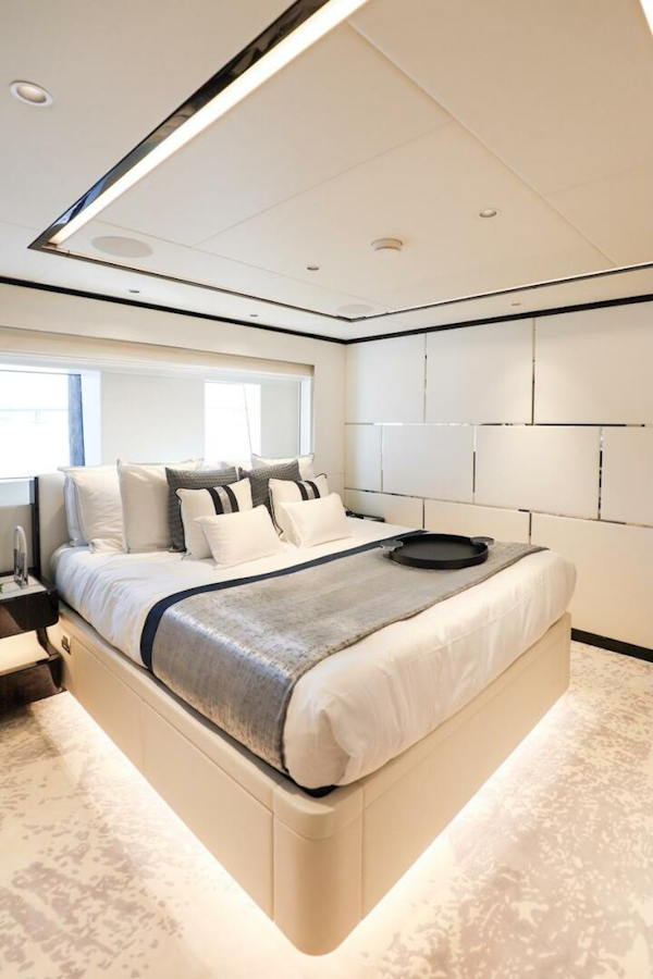 Majesty Yachts-120 2025-Fractional Ownership Available Stuart-Florida-United States-Luxurious bedroom interior in 2025 Majesty 120 yacht, featuring modern design and elegant decor.-4947555