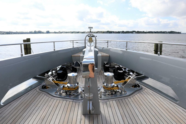 Majesty Yachts-120 2025-Fractional Ownership Available Stuart-Florida-United States-Bow of 2025 Majesty 120 yacht with winches and ocean view.-4947523