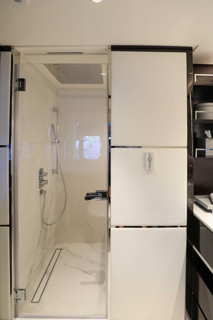 Majesty Yachts-120 2025-Fractional Ownership Available Stuart-Florida-United States-Luxurious bathroom in 2025 Majesty 120 yacht with modern shower design.-4947552 | Thumbnail