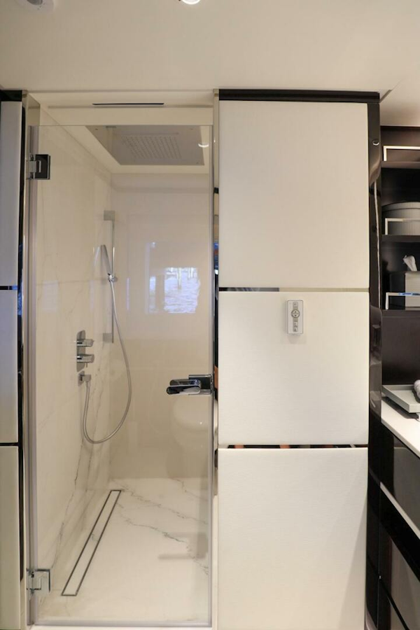 Majesty Yachts-120 2025-Fractional Ownership Available Stuart-Florida-United States-Luxurious bathroom in 2025 Majesty 120 yacht with modern shower design.-4947552