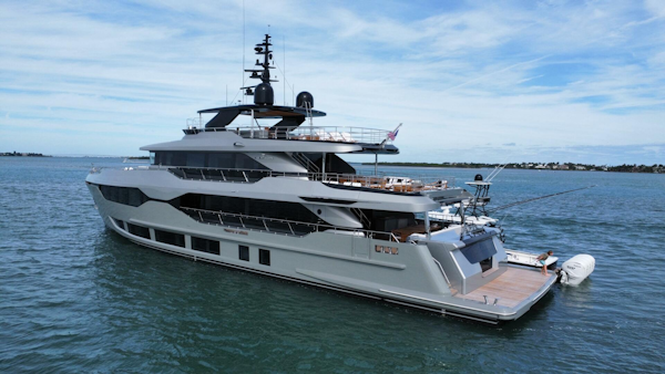 Majesty Yachts-120 2025-Fractional Ownership Available Stuart-Florida-United States-Luxury 2025 Majesty 120 yacht cruising on open water under a clear sky.-5353501