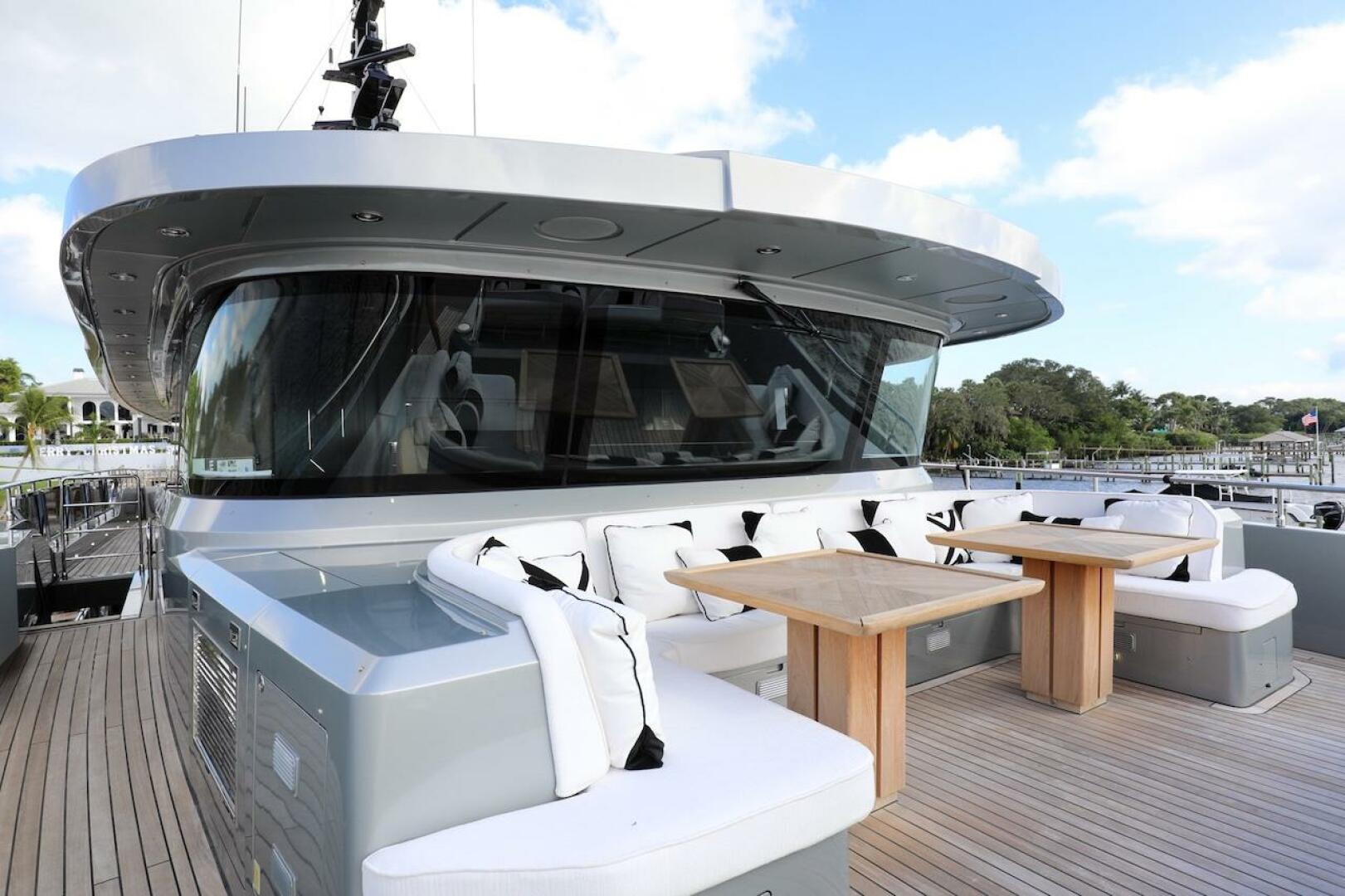Majesty Yachts-120 2025-Fractional Ownership Available Stuart-Florida-United States-Luxury Majesty 120 yacht deck with seating and tables, 2025 model.-4947528 | Thumbnail