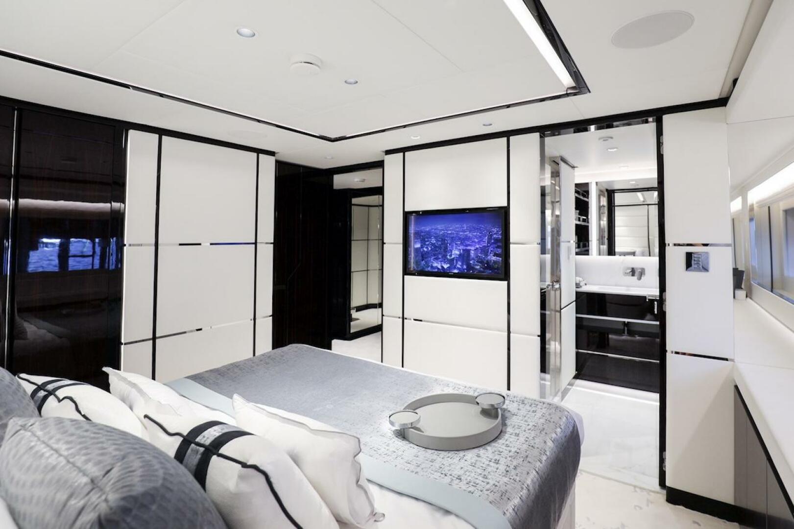 Majesty Yachts-120 2025-Fractional Ownership Available Stuart-Florida-United States-Luxurious interior of 2025 Majesty 120 yacht, featuring modern bedroom and ensuite bathroom.-4947551 | Thumbnail