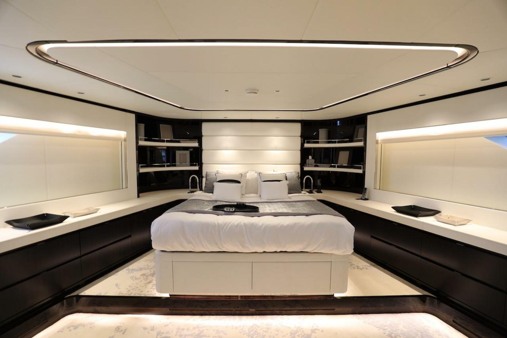 Majesty Yachts-120 2025-Fractional Ownership Available Stuart-Florida-United States-Luxurious bedroom interior on 2025 Majesty 120 yacht, featuring modern design and ambient lighting.-4947560 | Thumbnail
