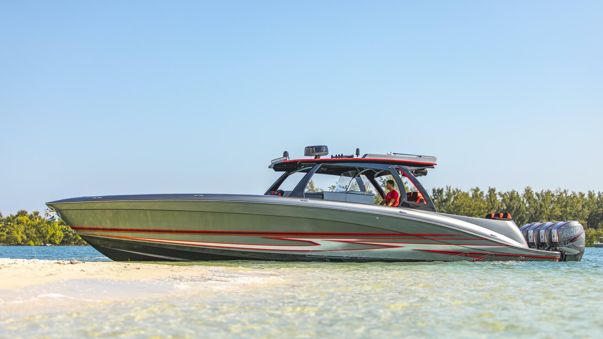 Concept Boats-Open Deck 2021-Lucky 13 Dania Beach-Florida-United States-Starboard Bow at Sandbar-4950821 | Thumbnail
