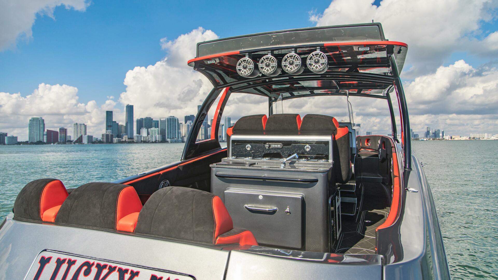 Concept Boats-Open Deck 2021-Lucky 13 Dania Beach-Florida-United States-Aerial Bow Quarter Running-4950858 | Thumbnail