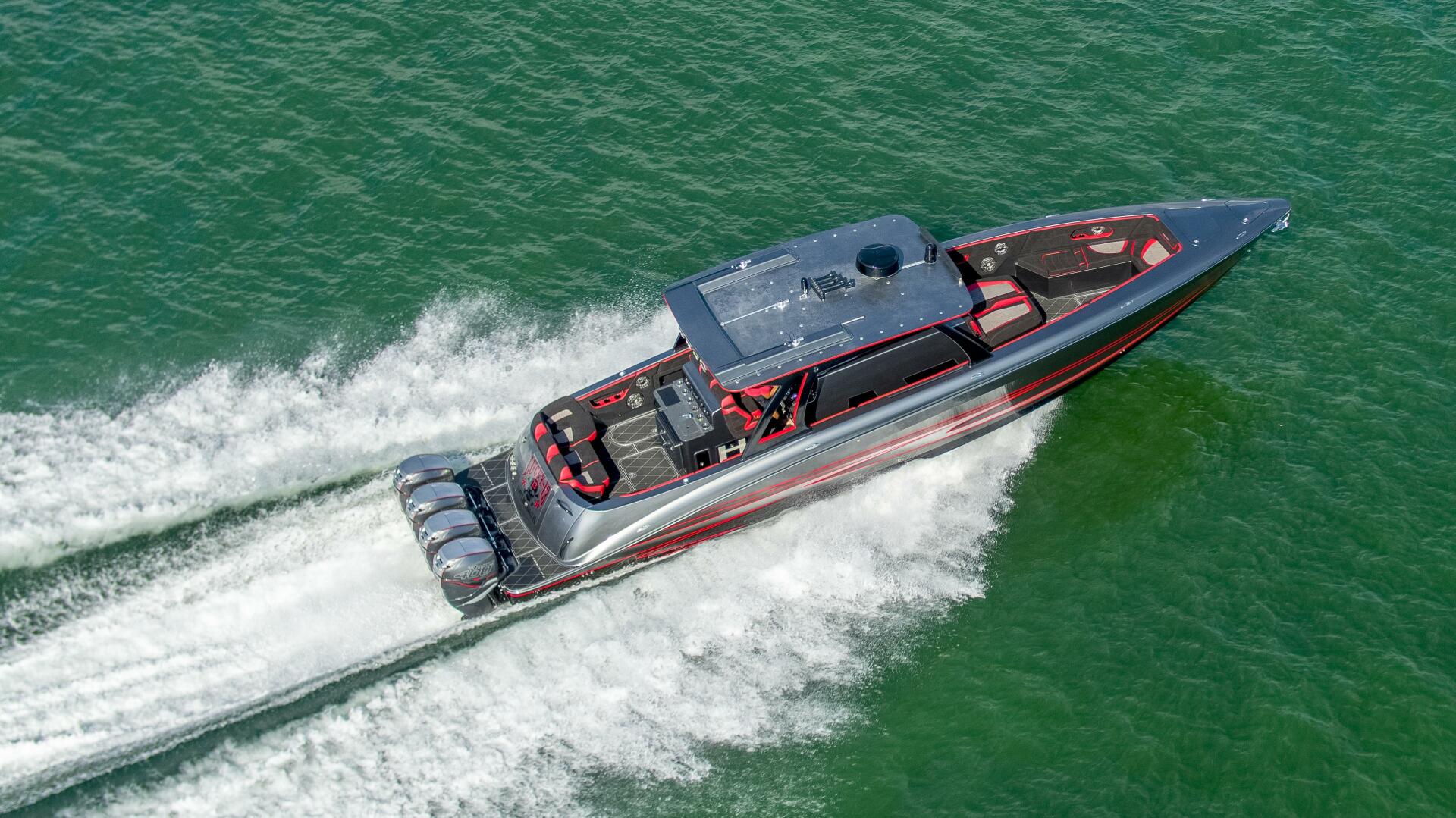 Concept Boats-Open Deck 2021-Lucky 13 Dania Beach-Florida-United States-Aerial Starboard Bow Running-4950901 | Thumbnail
